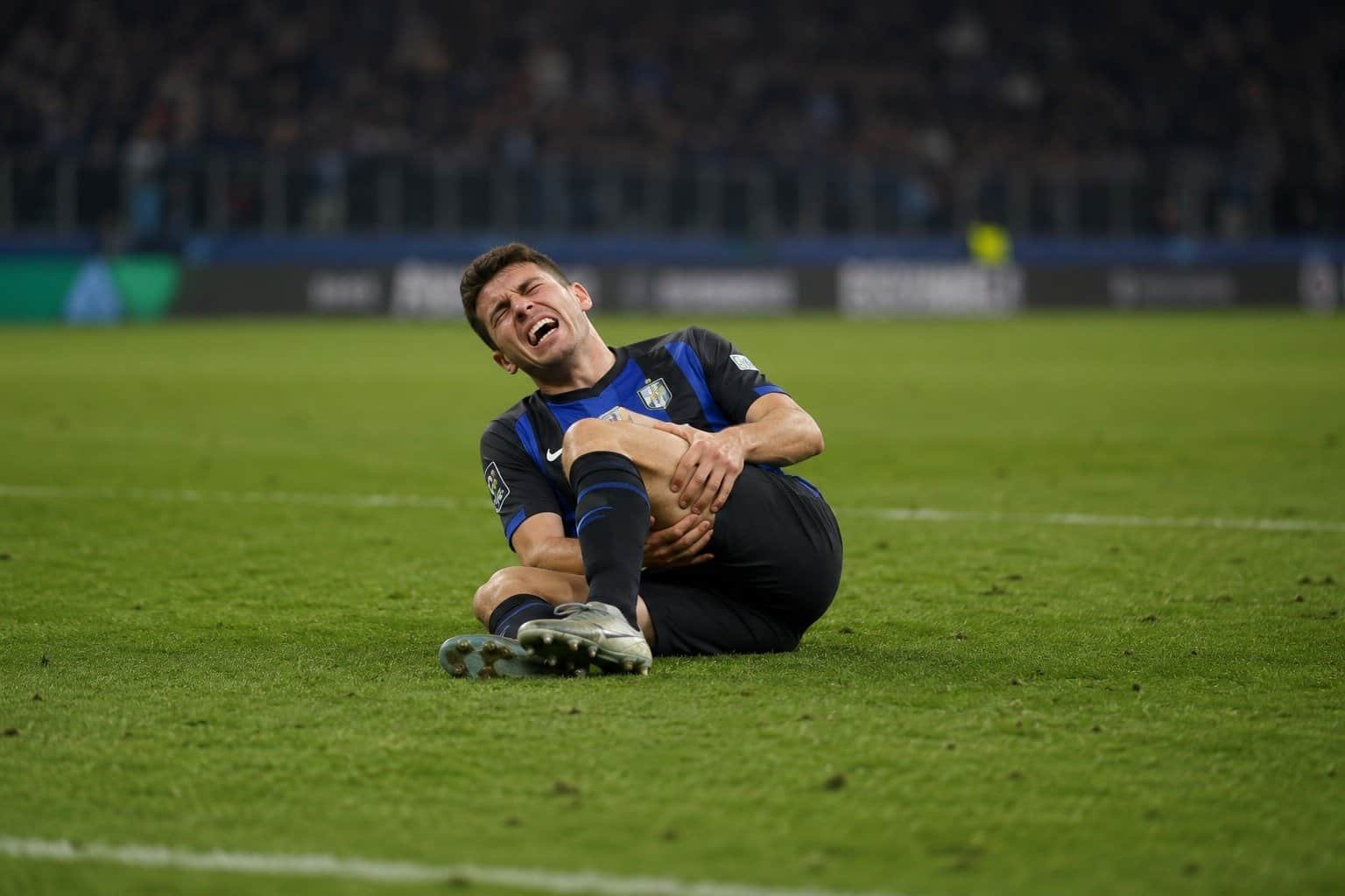 Football player with muscle injury